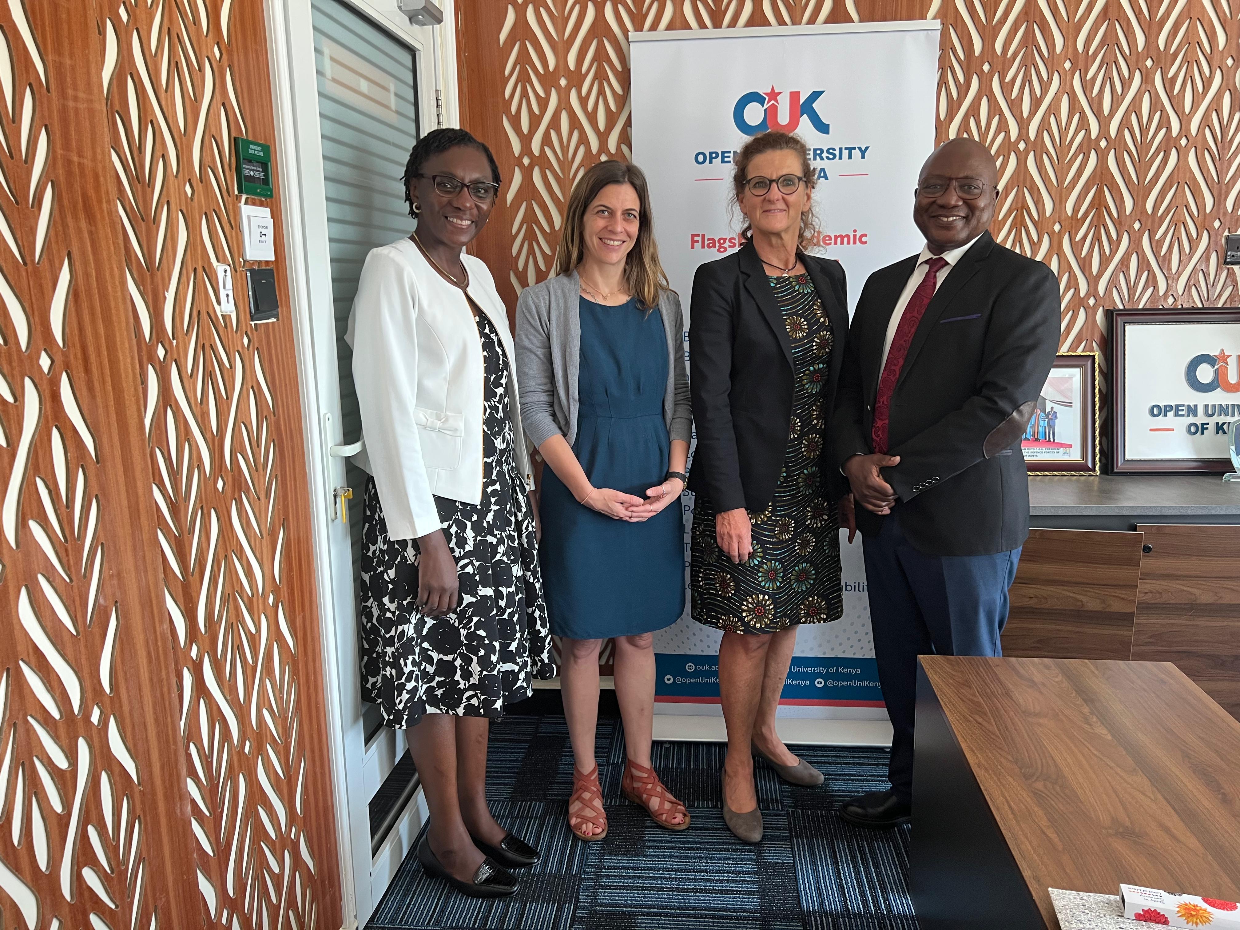 L-R: Prof. Carolyne Omulando, Deputy Vice-Chancellor (Academic Affairs), Open University of Kenya; Dr. Eliza Paragiotatou, DAAD German Lecturer at the University of Nairobi; Dr. Dorothee Weyler, DAAD Regional Director for Africa; and Prof. Elijah Omwenga, Vice Chancellor, Open University of Kenya, during the launch of the German language programme at OUK. 